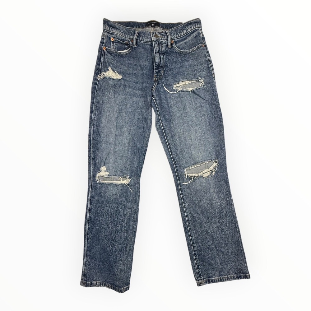 Lucky Brand Zoe Straight Jeans Women 6/28 Blue Distressed High Rise